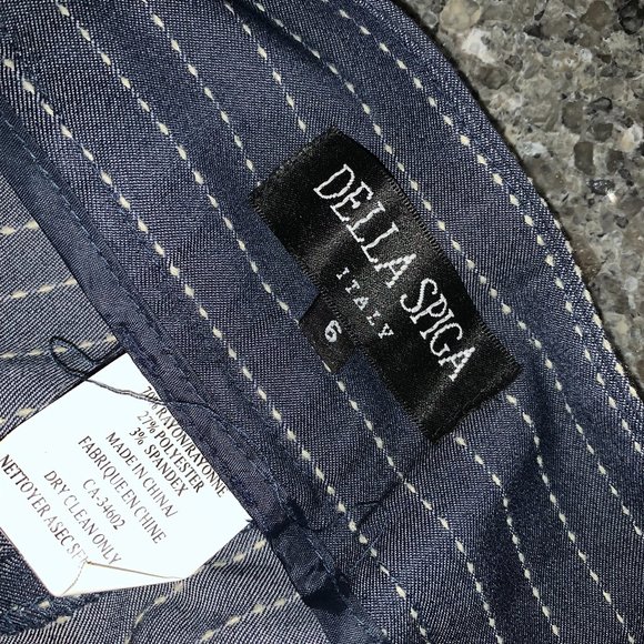 della spiga 6 blue and cream pinstripe pantsuit - Picture 4 of 8